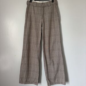 Vintage Plaid Dickies Wide Leg Low Rise Brown Checkered Casual Cotton Sz 2